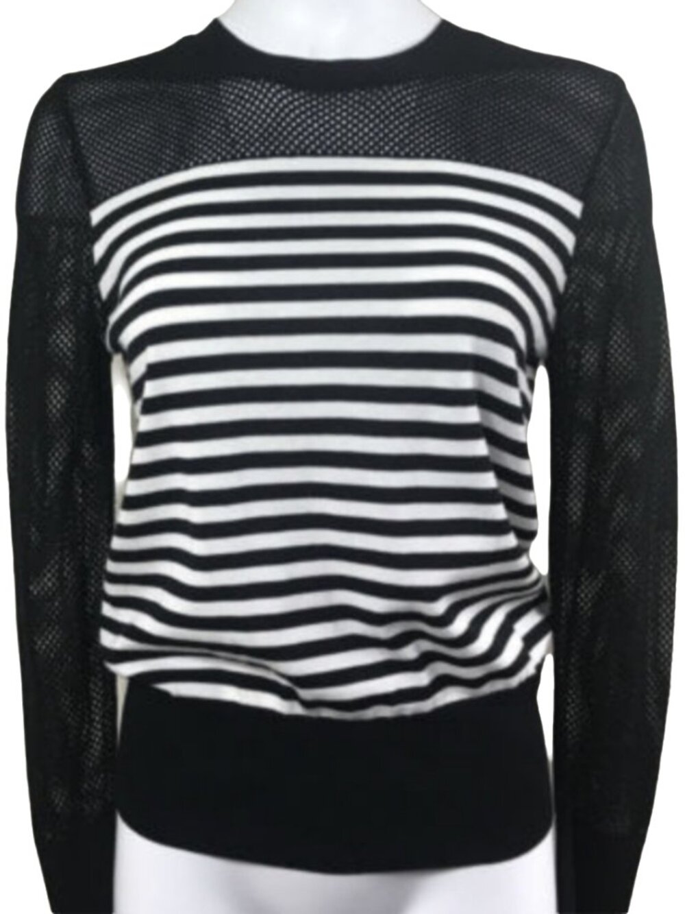 NWT DKNY Striped Mesh Knit Color block Sweater/Top S